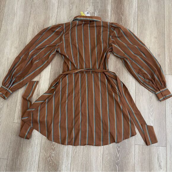 NWT Flying Tomato Freemarket Give It A Go Woven Striped Mini Shirt Dress Small - Picture 13 of 16